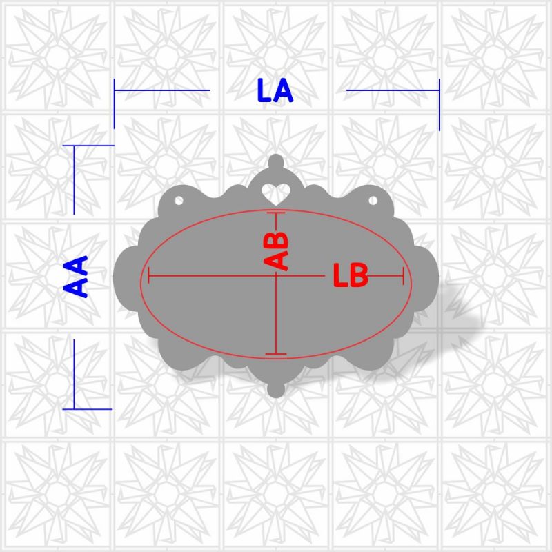 Placa decorativa oval com arabesco