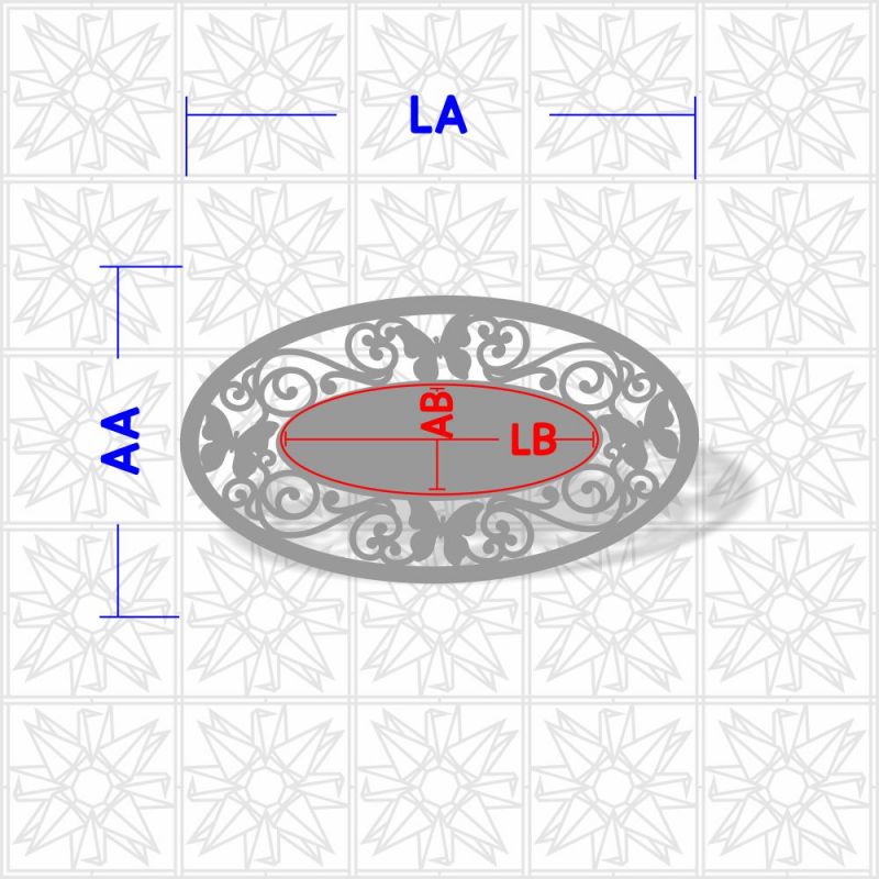 Placa decorativa oval com arabesco