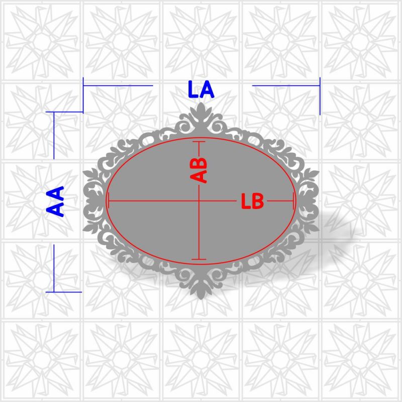 Placa decorativa oval com arabesco