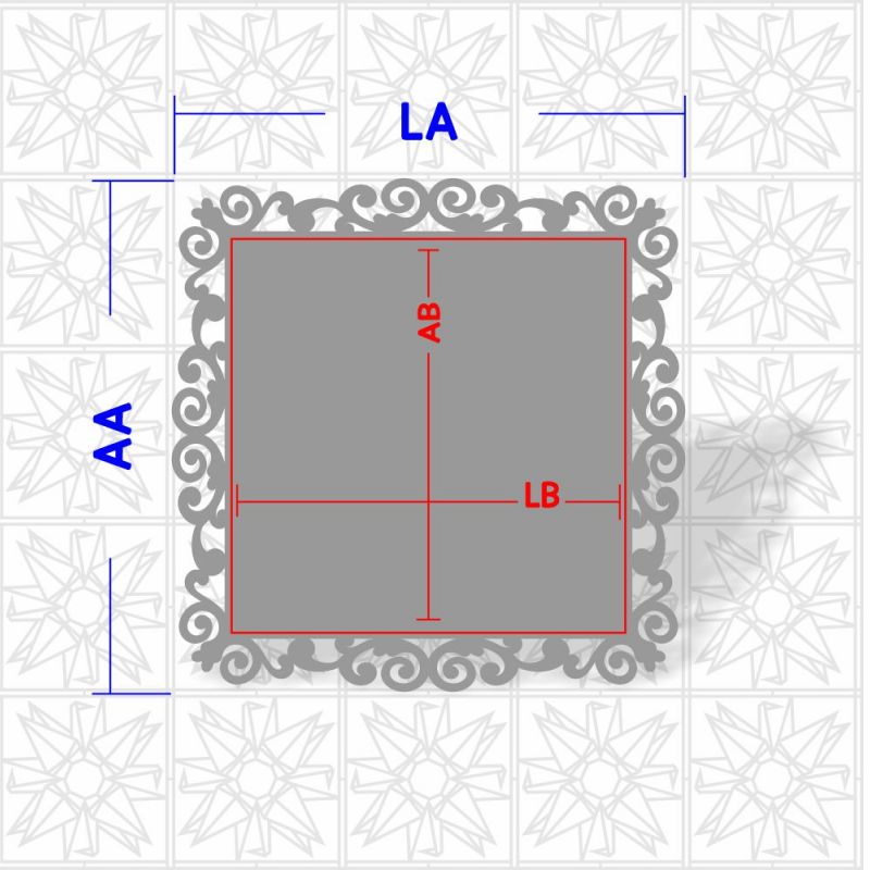 Placa decorativa quadrada com arabesco