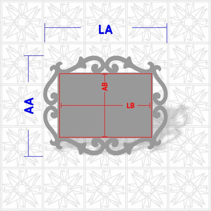 Placa decorativa retangular com arabesco