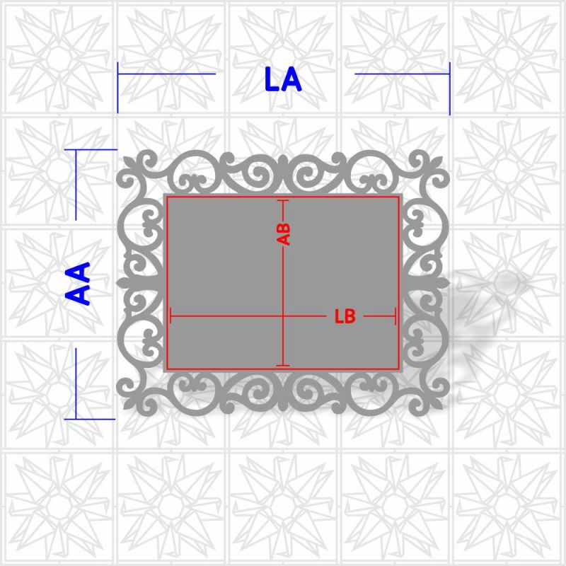 Placa decorativa retangular com arabesco