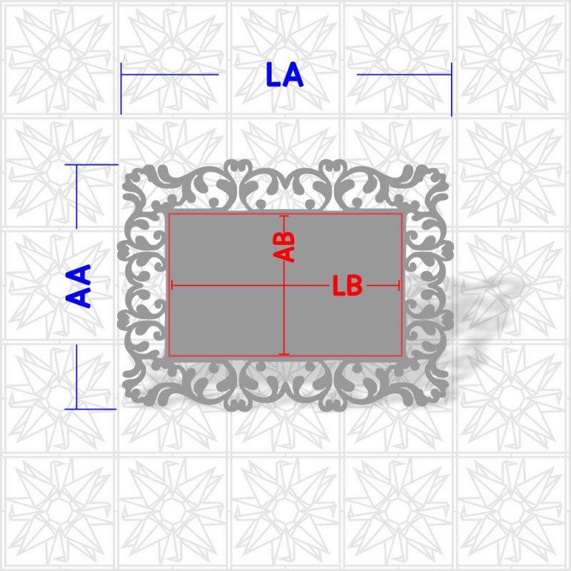 Placa decorativa retangular com arabesco