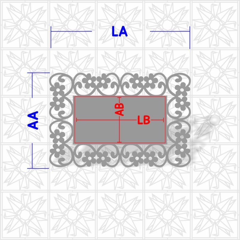 Placa decorativa retangular com arabesco