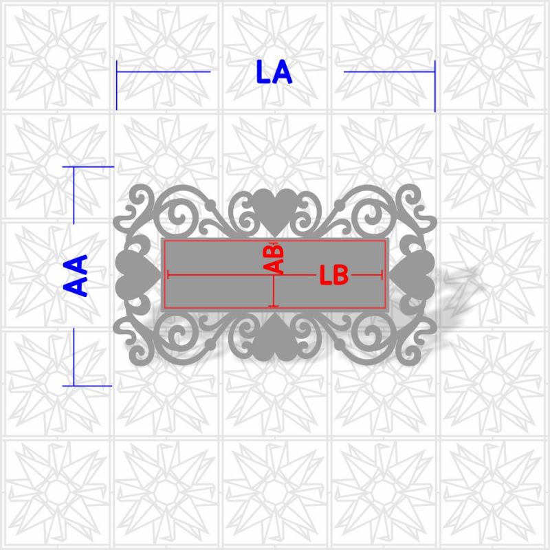 Placa decorativa retangular com arabesco