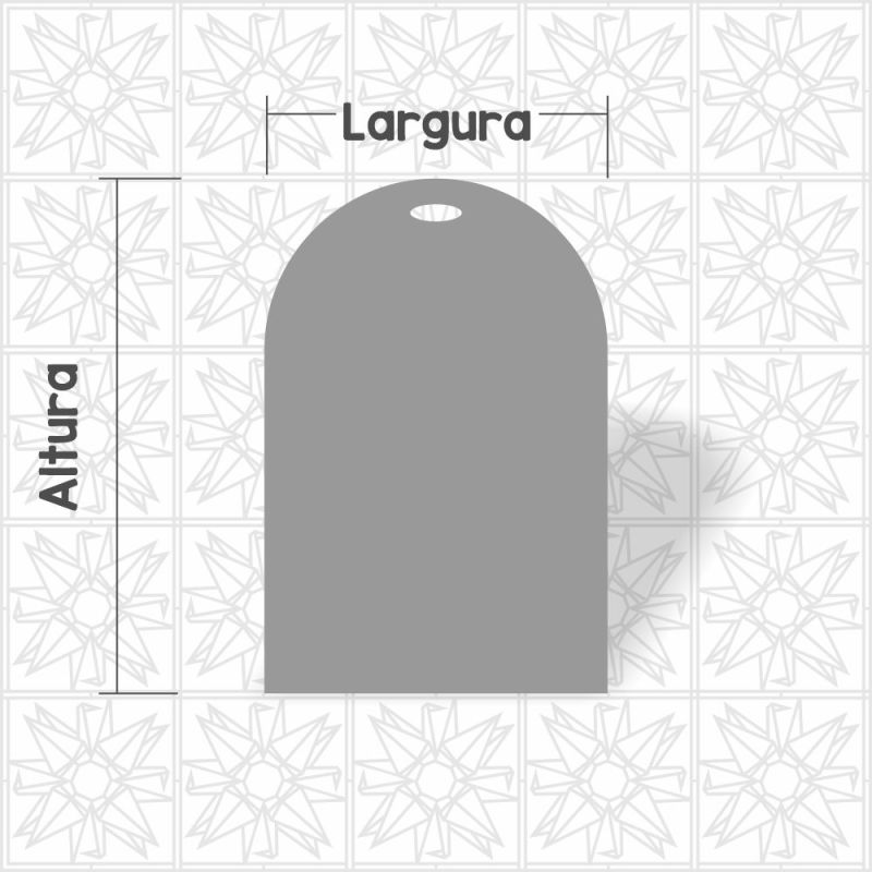 Retângulo com semi circulo e um furo
