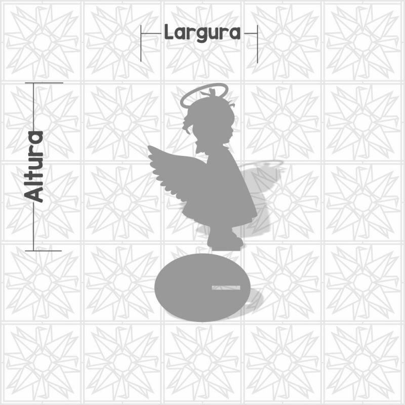 Silhueta Anjo menina com base em MDF de 3mm cru