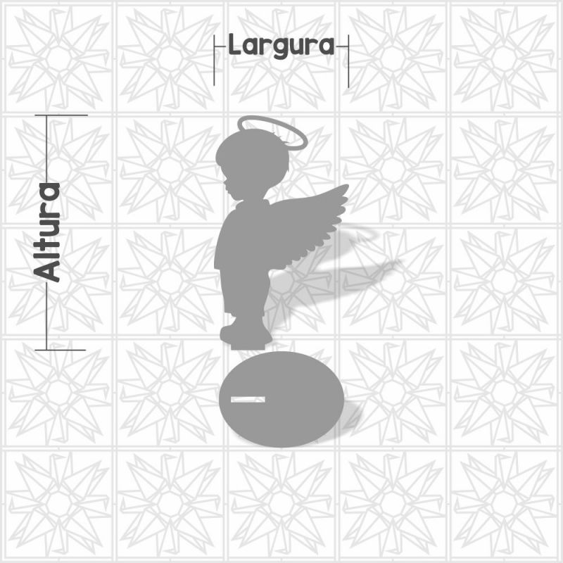 Silhueta Menino Anjo com base em MDF de 3mm cru